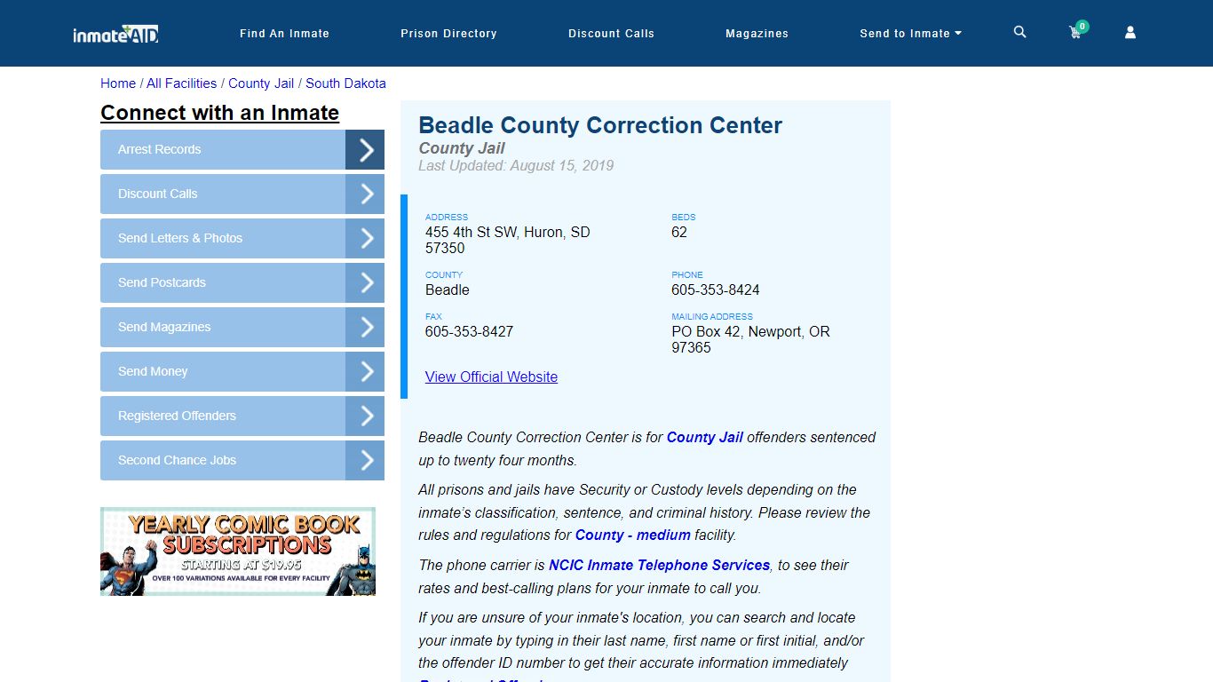 Beadle County Correction Center - Inmate Locator